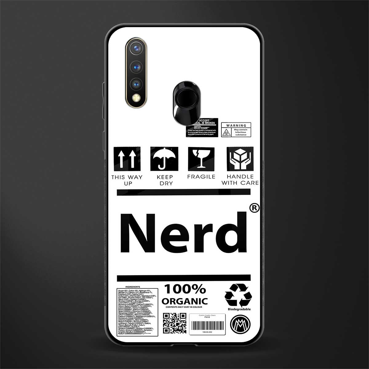nerd white label glass case for vivo u20 image