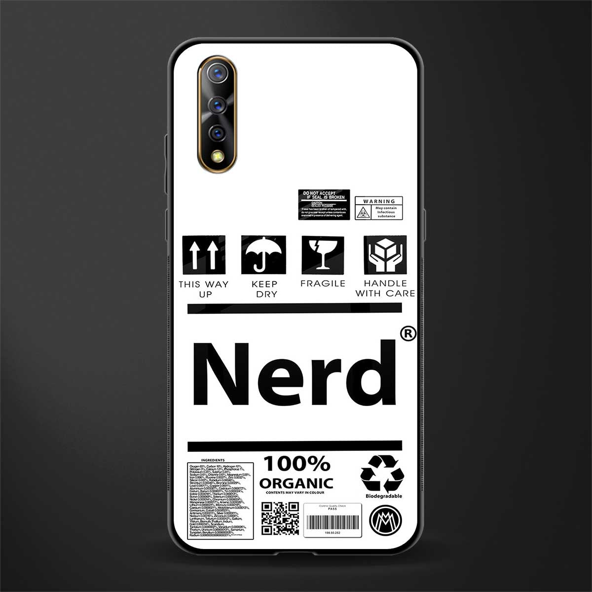 nerd white label glass case for vivo s1 image