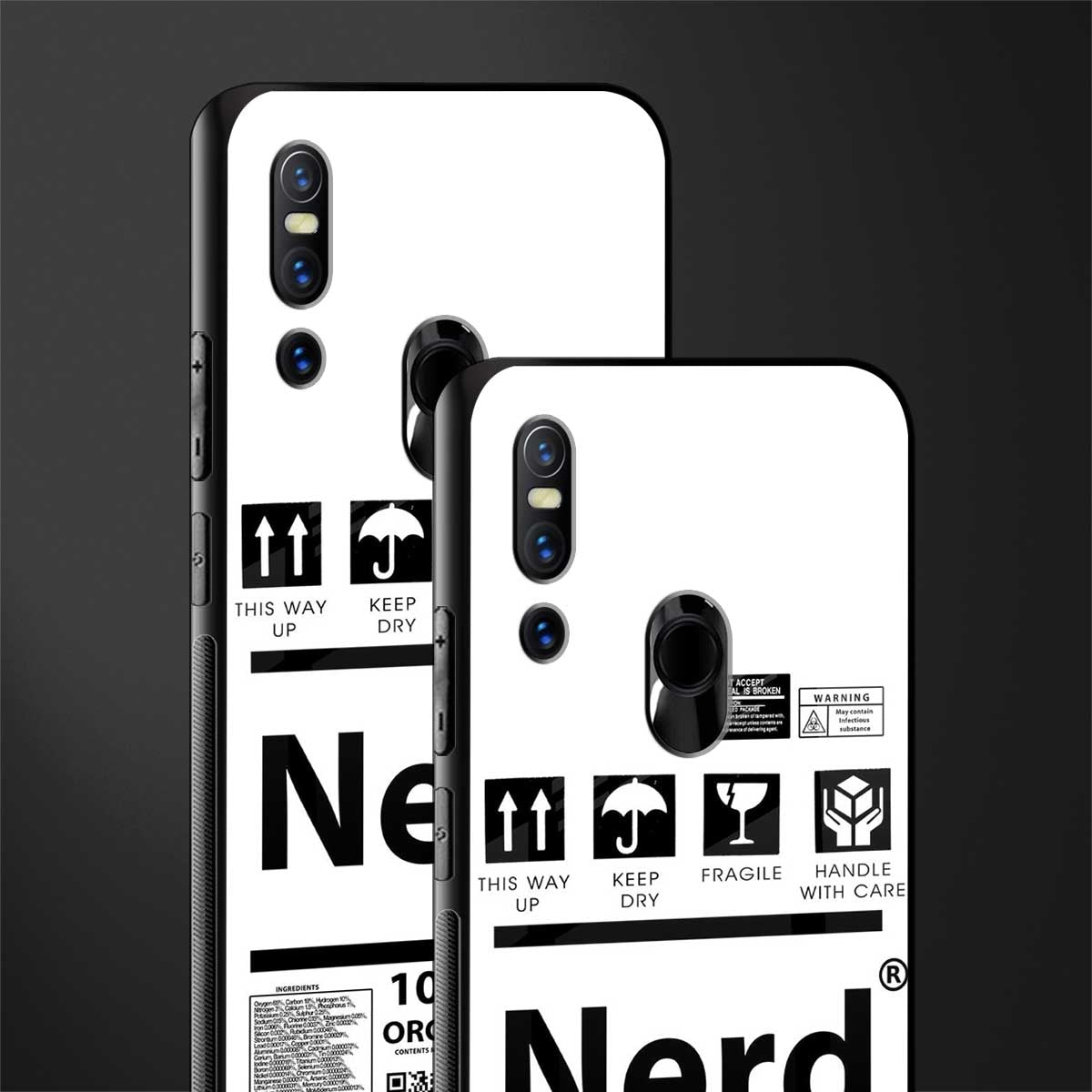 nerd white label glass case for vivo v15 image-2