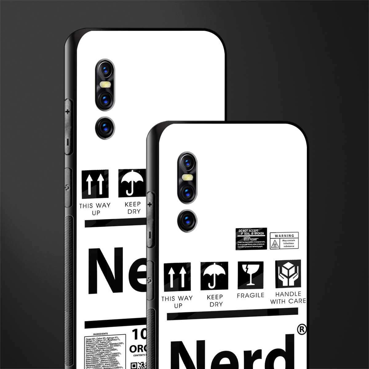 nerd white label glass case for vivo v15 pro image-2