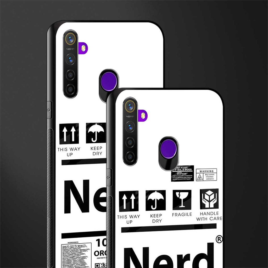 nerd white label glass case for realme 5 image-2