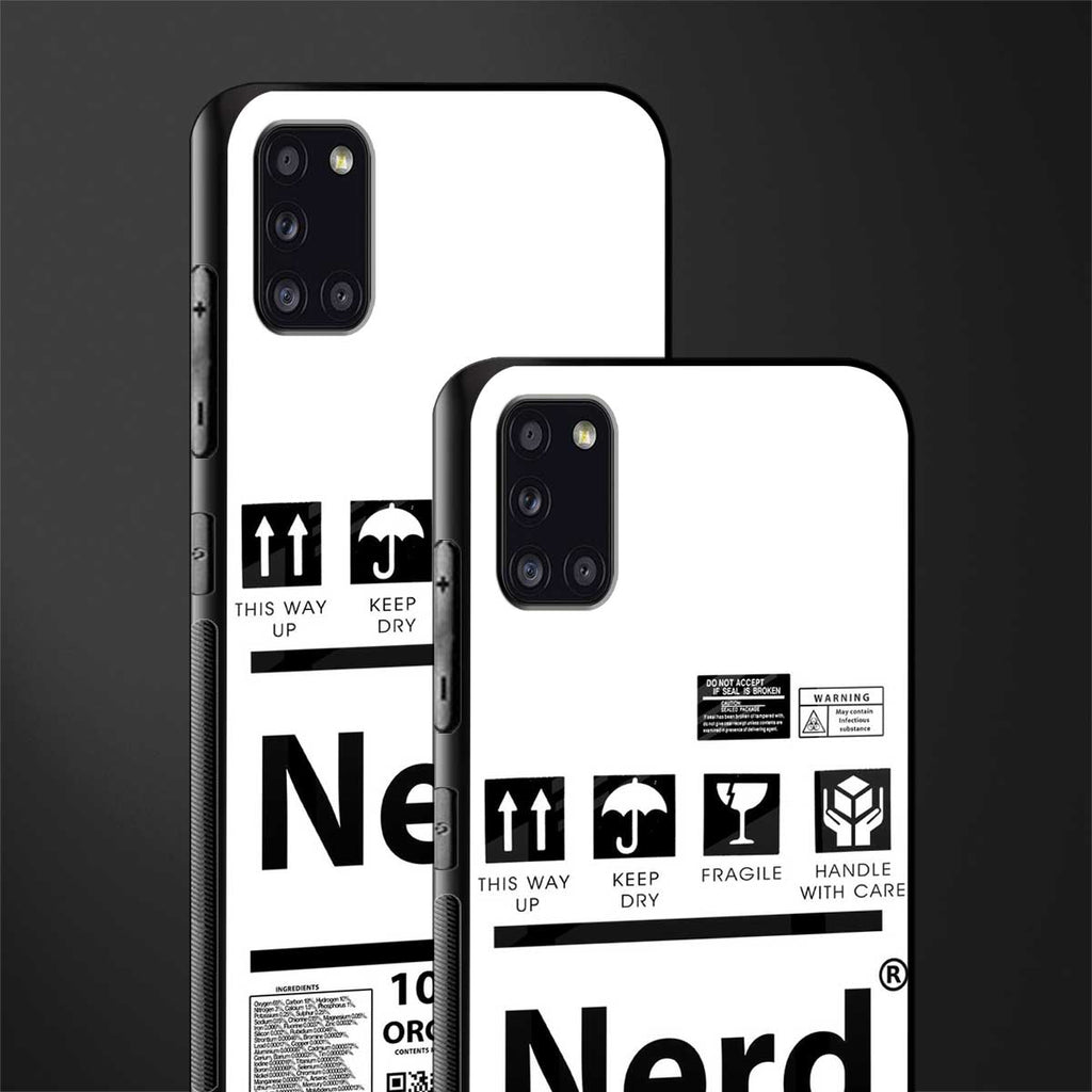 nerd white label glass case for samsung galaxy a31 image-2