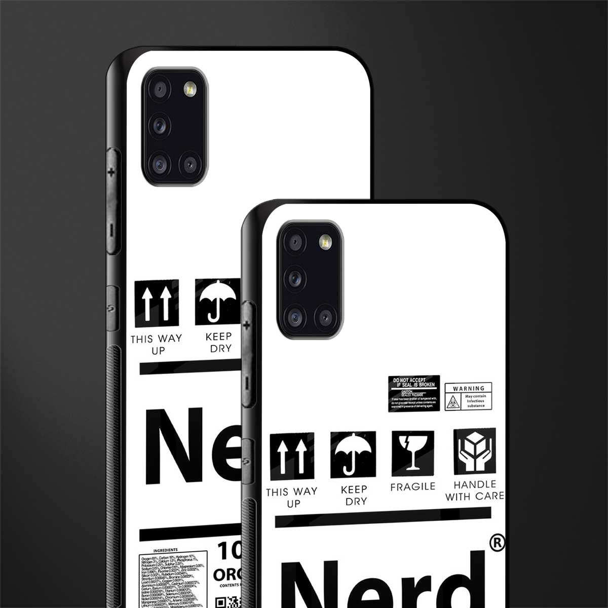 nerd white label glass case for samsung galaxy a31 image-2