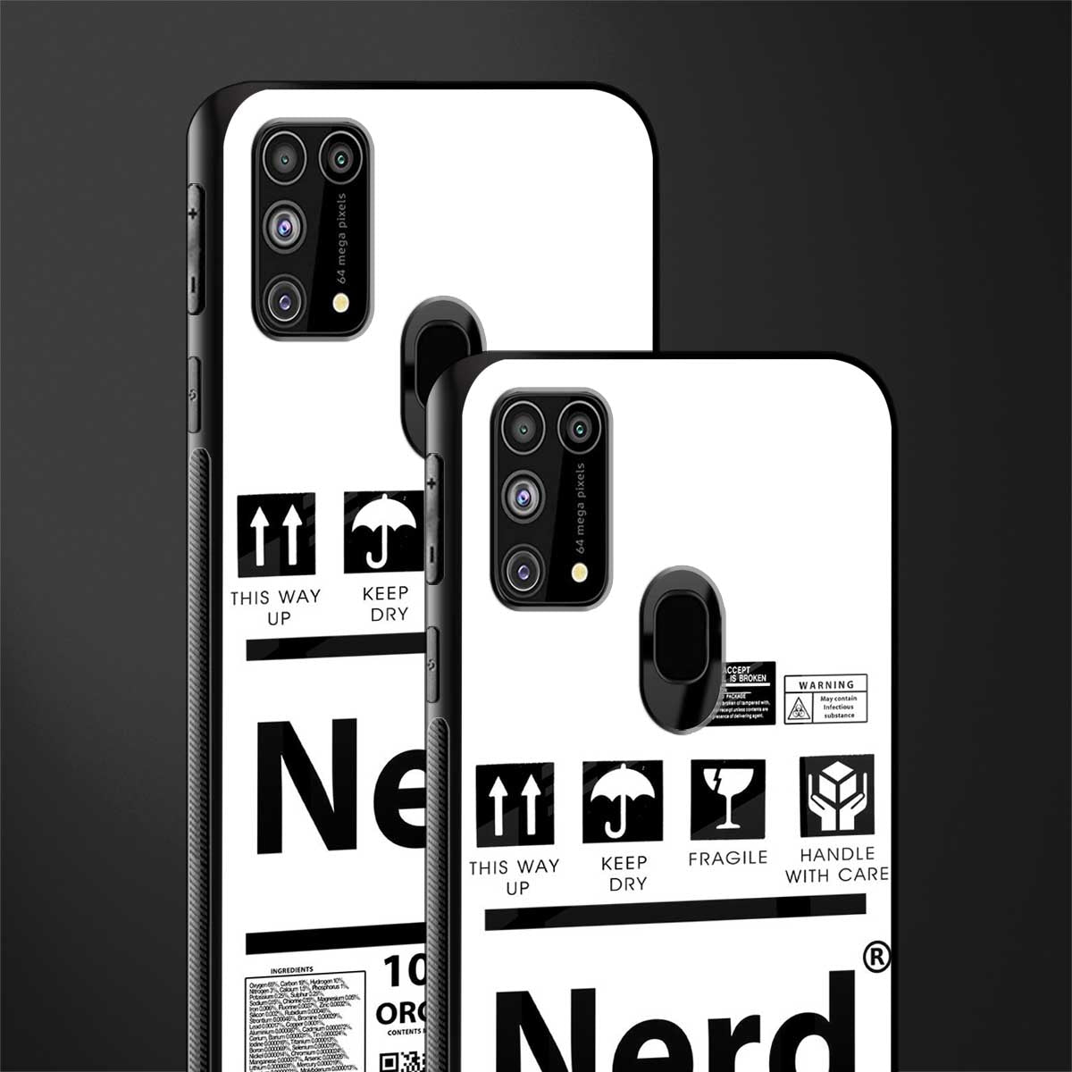 nerd white label glass case for samsung galaxy f41 image-2
