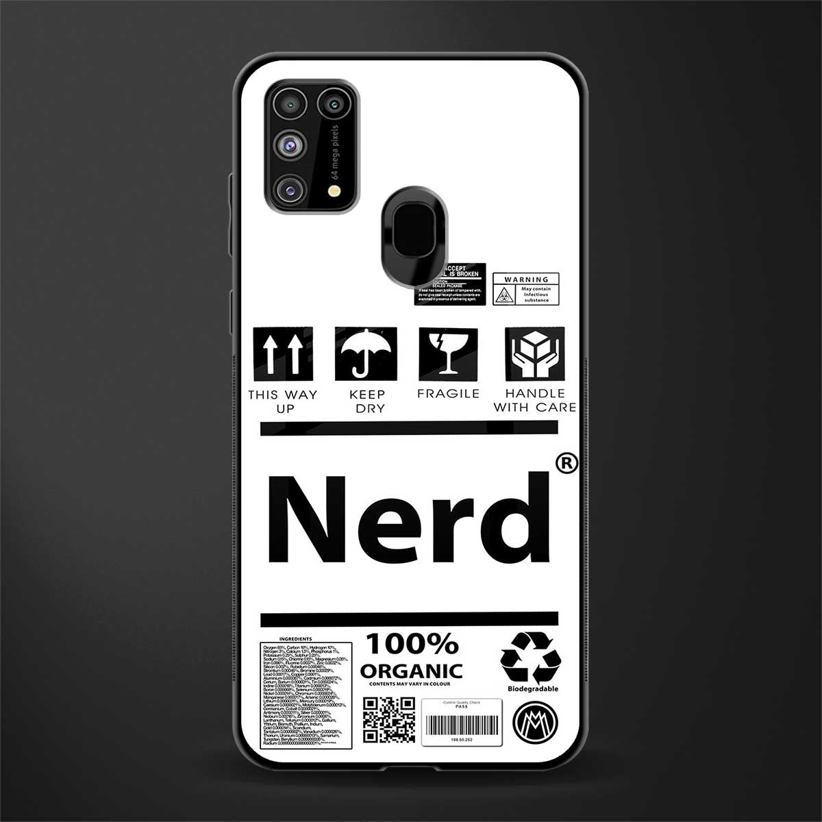 nerd white label glass case for samsung galaxy m31 prime edition image