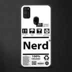 nerd white label glass case for samsung galaxy m21 image