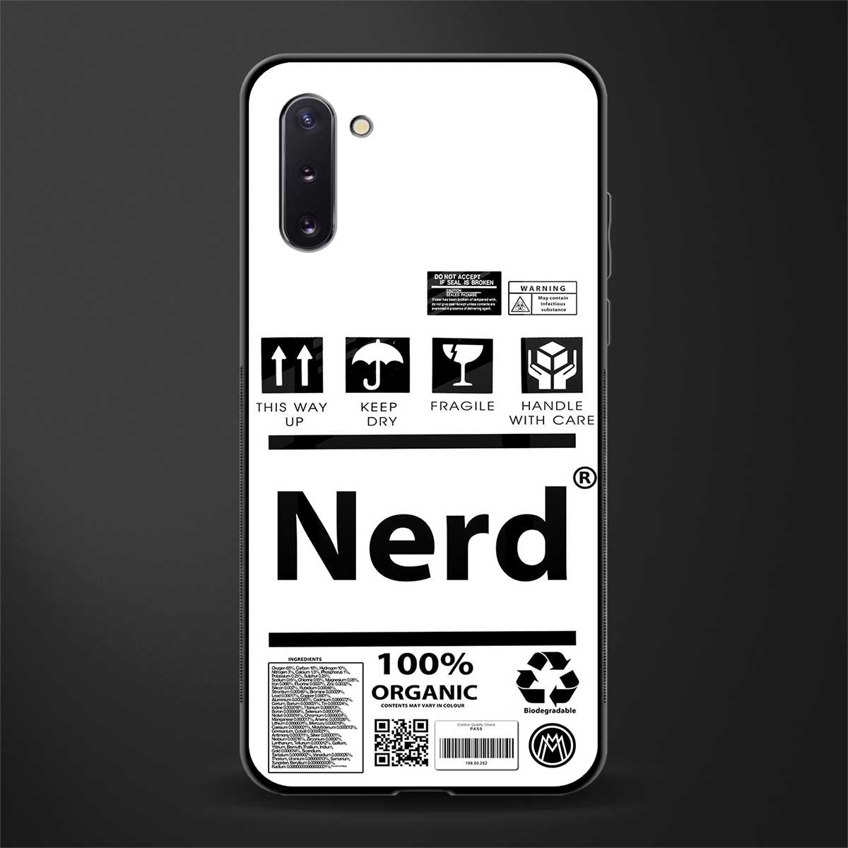 nerd white label glass case for samsung galaxy note 10 image