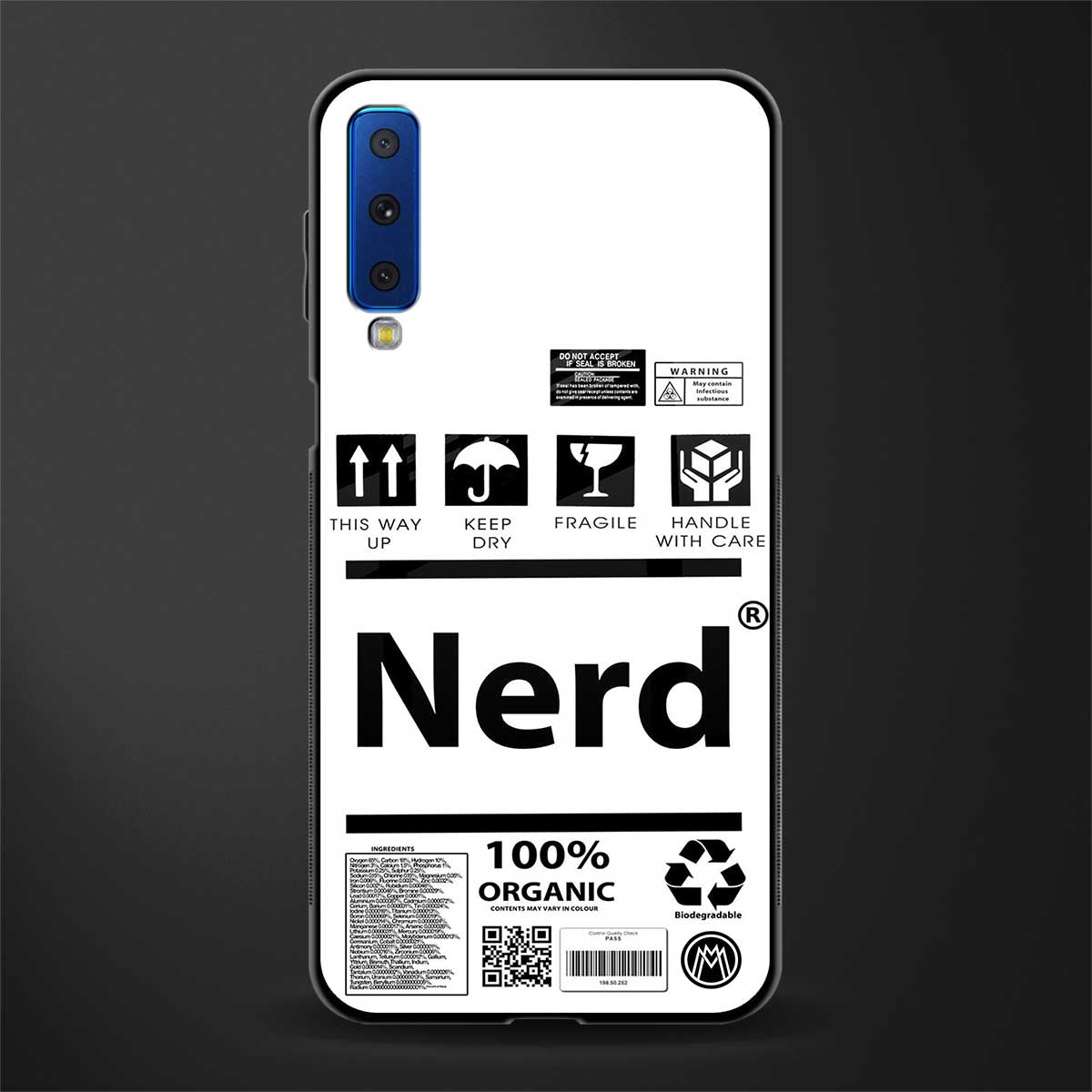 nerd white label glass case for samsung galaxy a7 2018 image