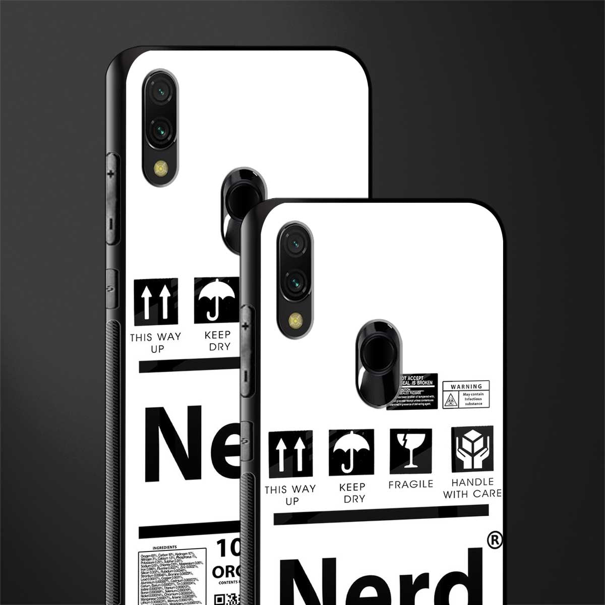 nerd white label glass case for redmi y3 image-2