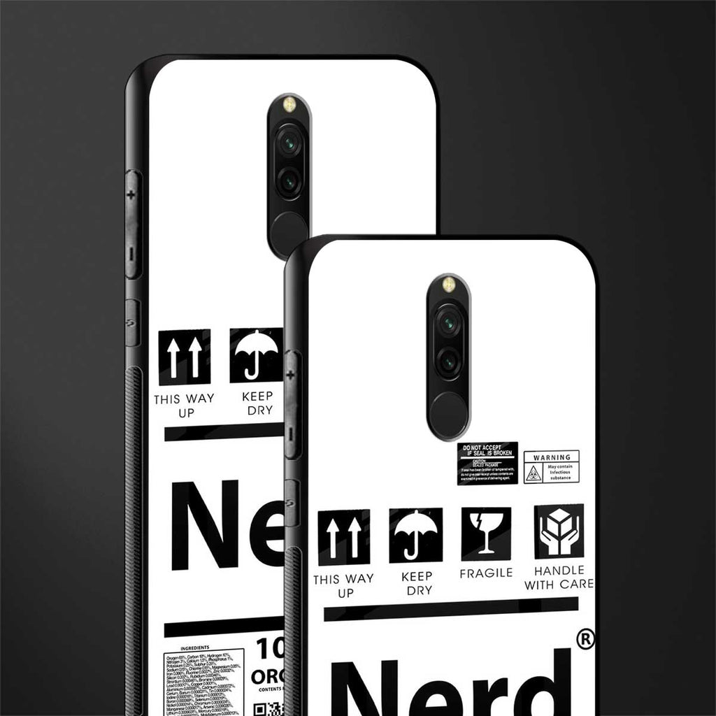 nerd white label glass case for redmi 8 image-2