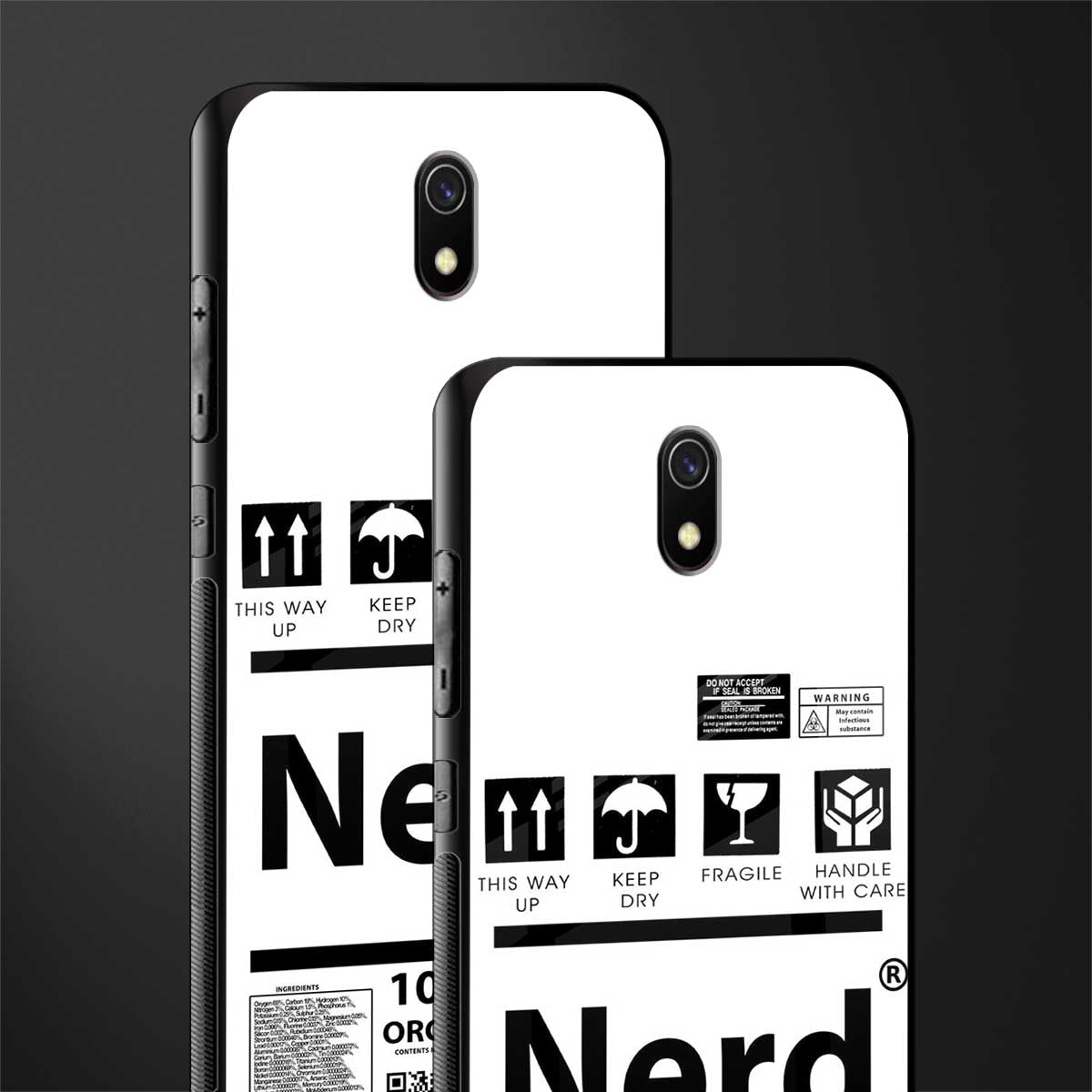 nerd white label glass case for redmi 8a image-2