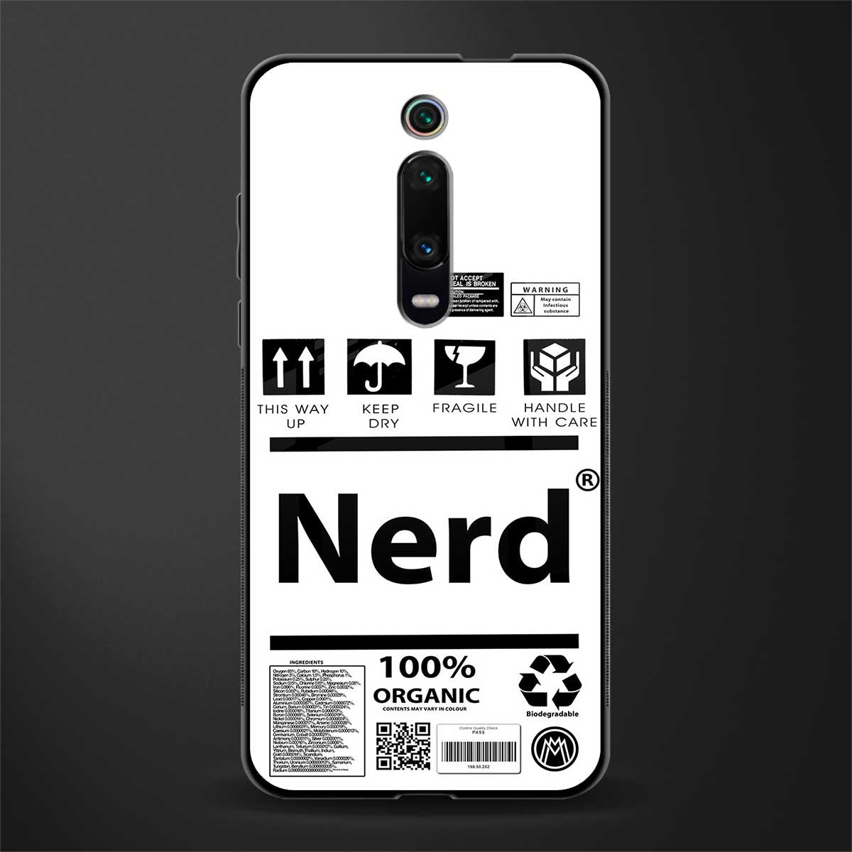 nerd white label glass case for redmi k20 image