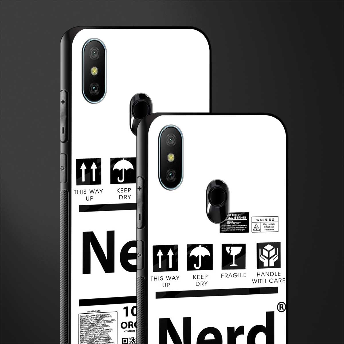 nerd white label glass case for redmi 6 pro image-2