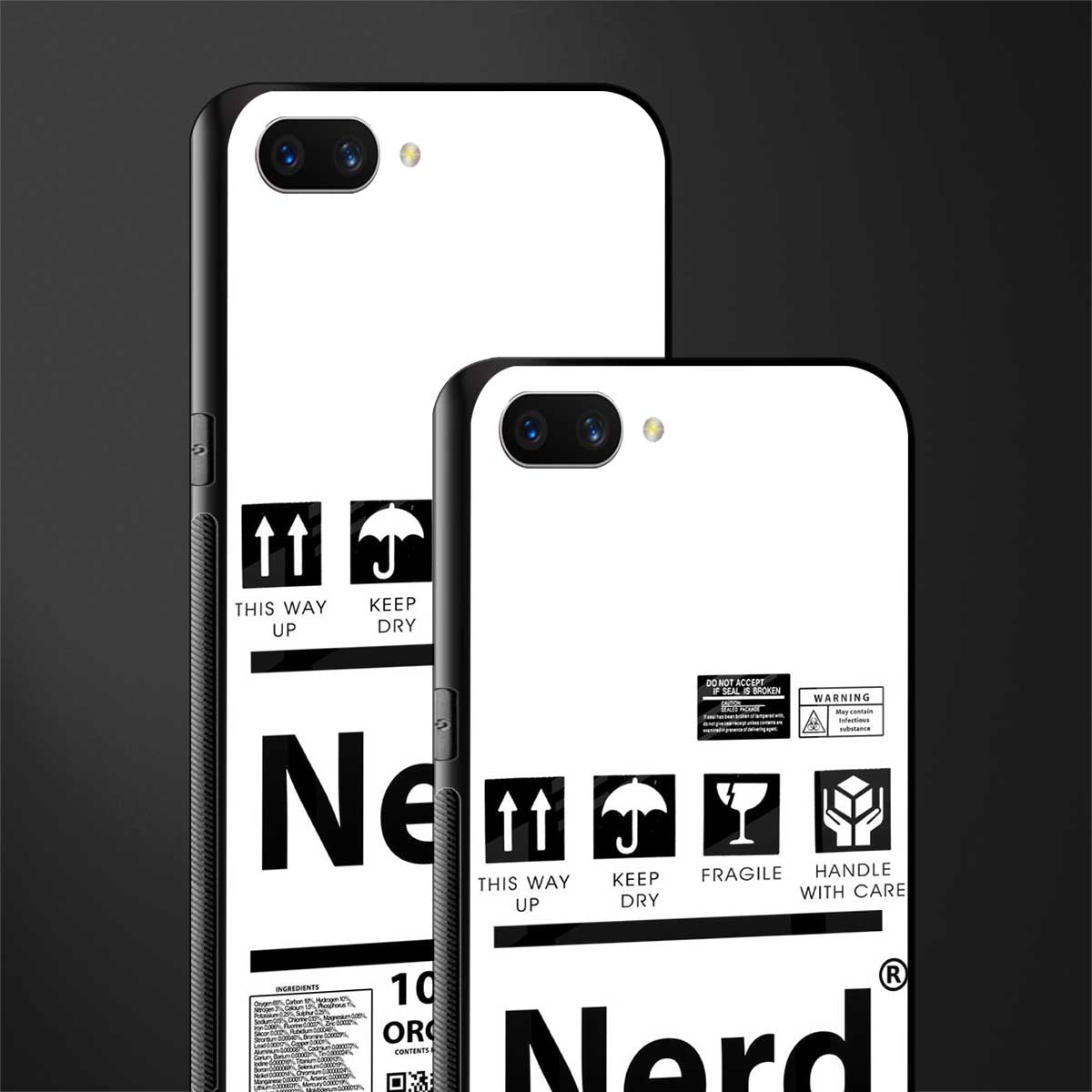 nerd white label glass case for oppo a3s image-2