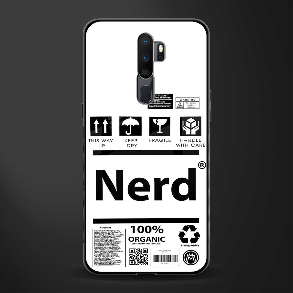 nerd white label glass case for oppo a9 2020 image
