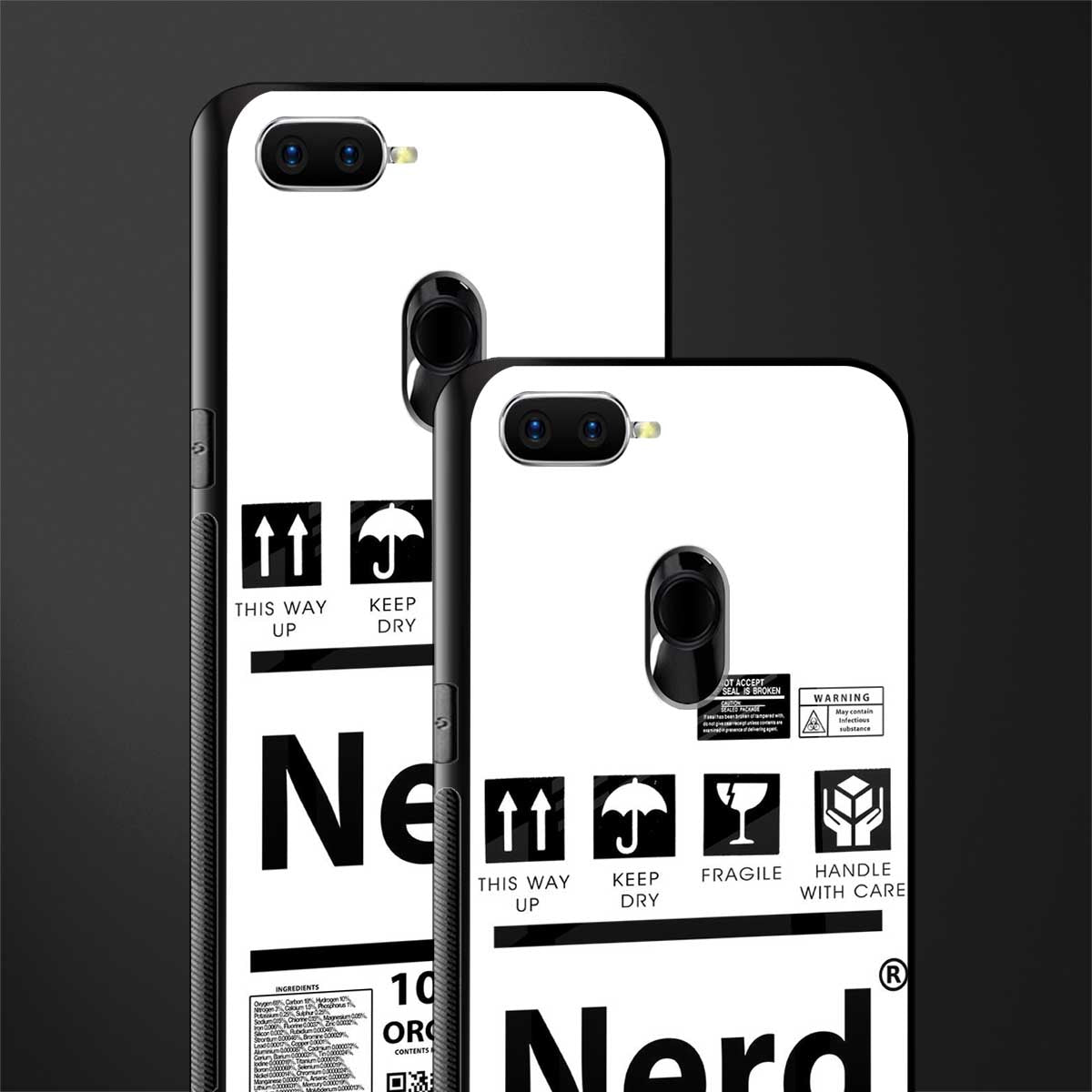 nerd white label glass case for oppo a12 image-2