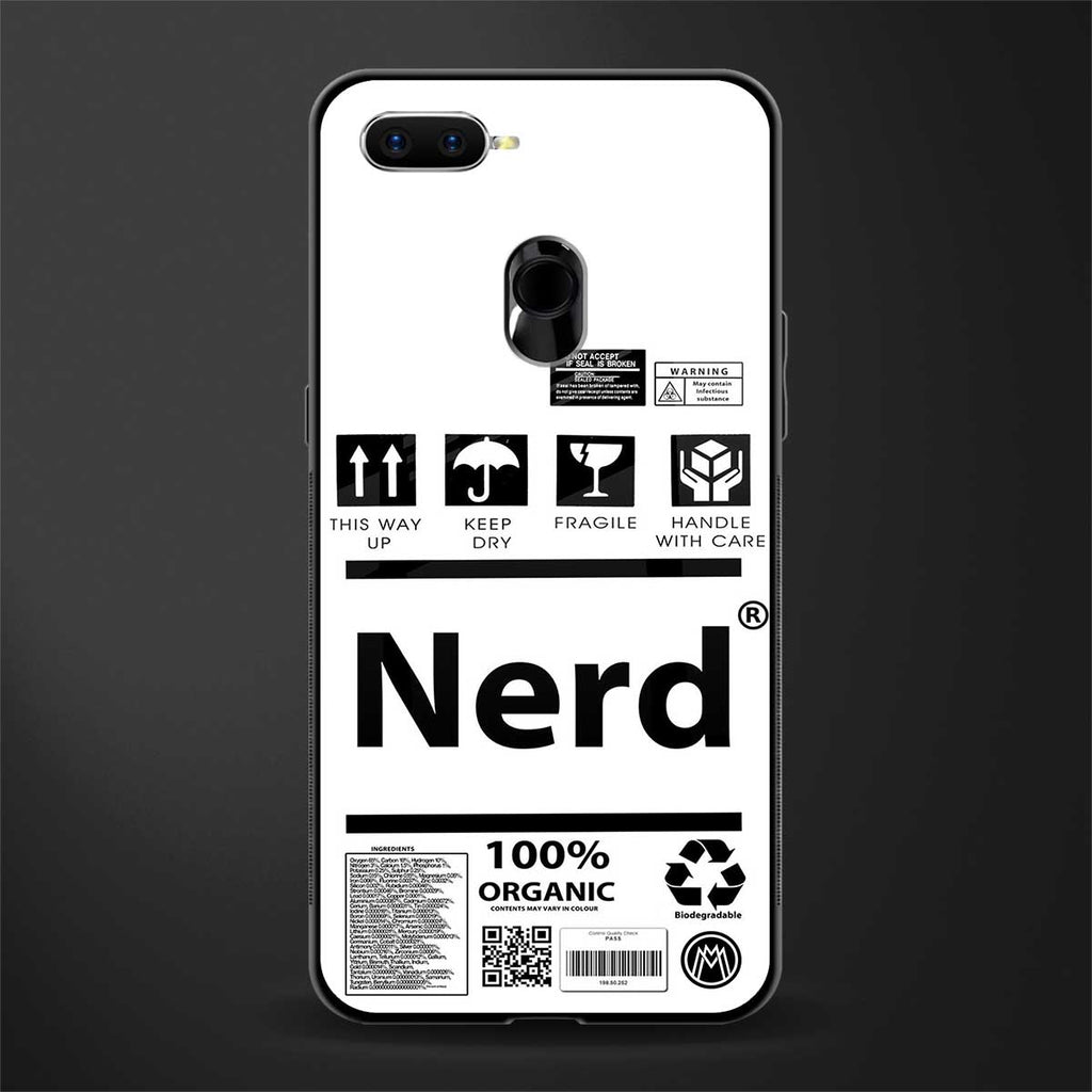 nerd white label glass case for oppo a7 image