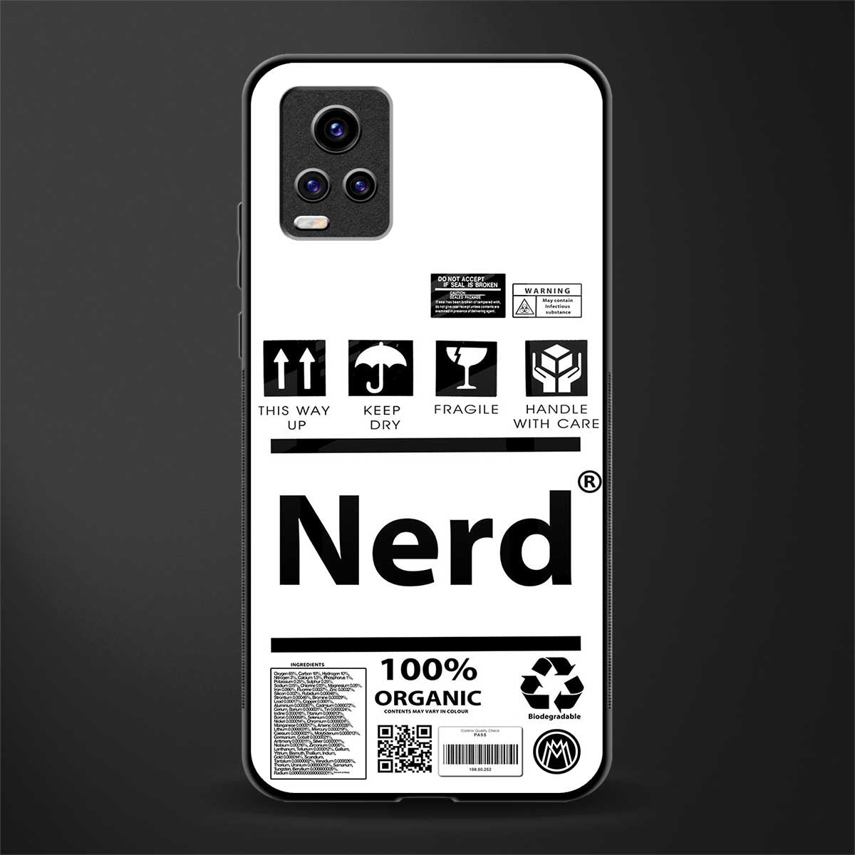nerd white label back phone cover | glass case for vivo y73