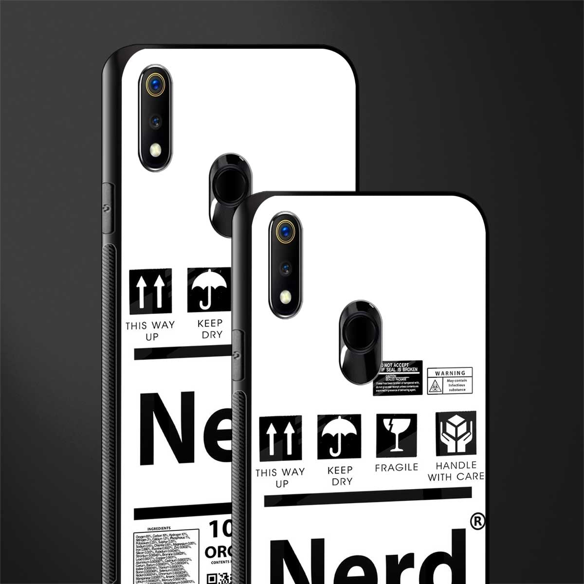 nerd white label glass case for realme 3 pro image-2