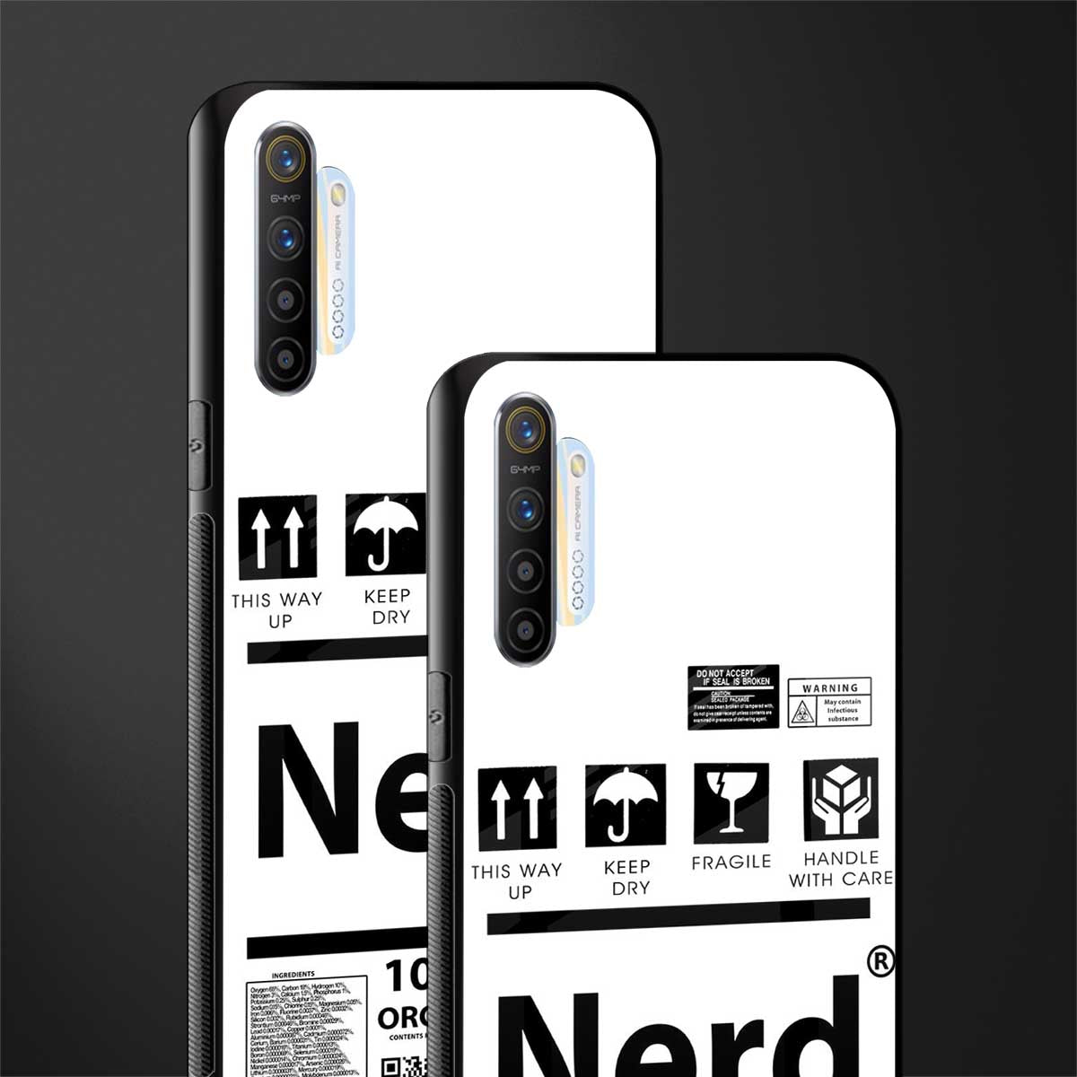 nerd white label glass case for realme xt image-2