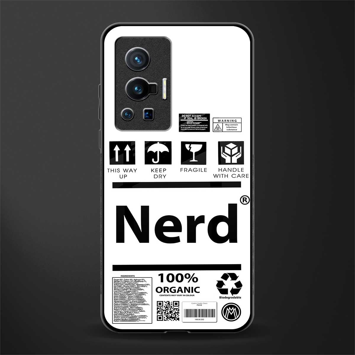 nerd white label glass case for vivo x70 pro image