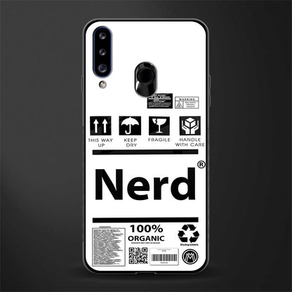 nerd white label glass case for samsung galaxy a20s image