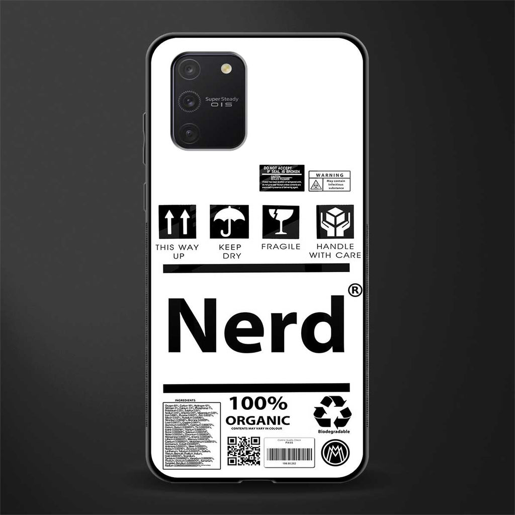 nerd white label glass case for samsung galaxy s10 lite image