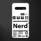 nerd white label glass case for samsung galaxy s10 image
