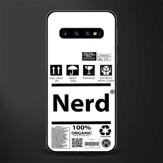 nerd white label glass case for samsung galaxy s10 image
