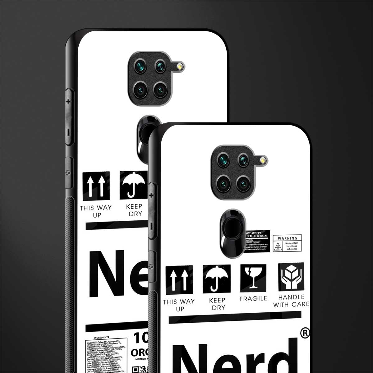 nerd white label glass case for redmi note 9 image-2