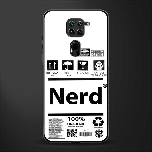 nerd white label glass case for redmi note 9 image