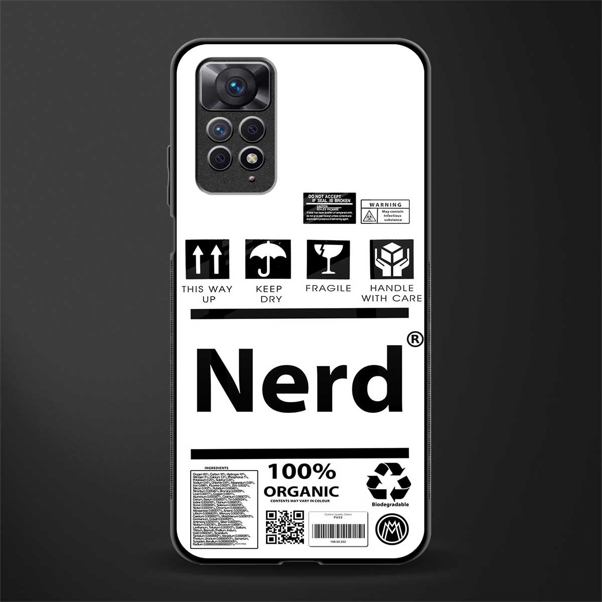 nerd white label glass case for redmi note 11 image