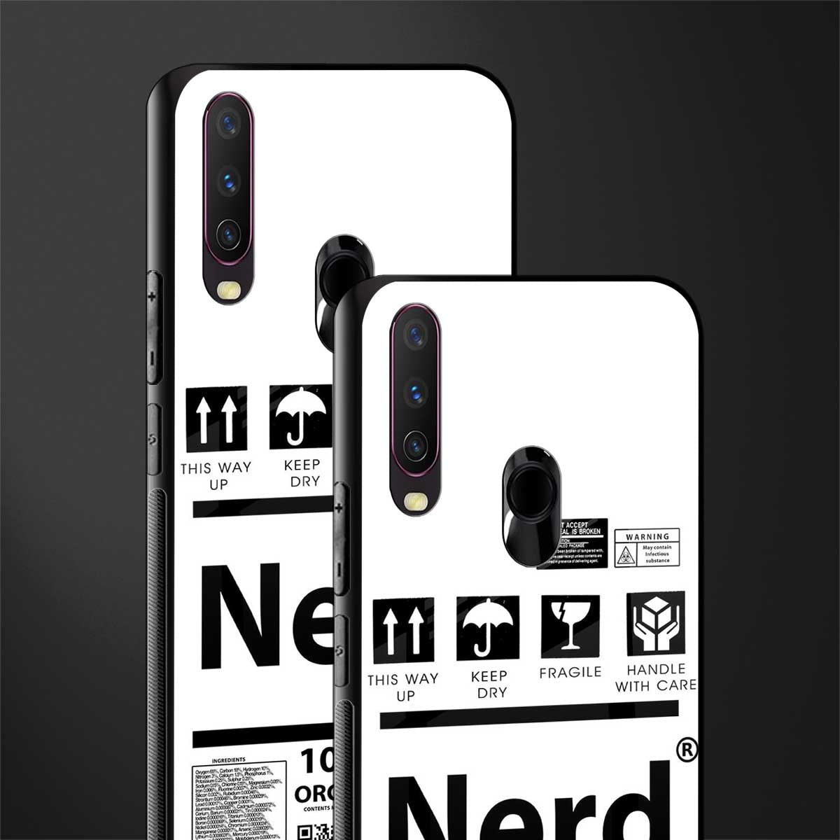 nerd white label glass case for vivo y12 image-2