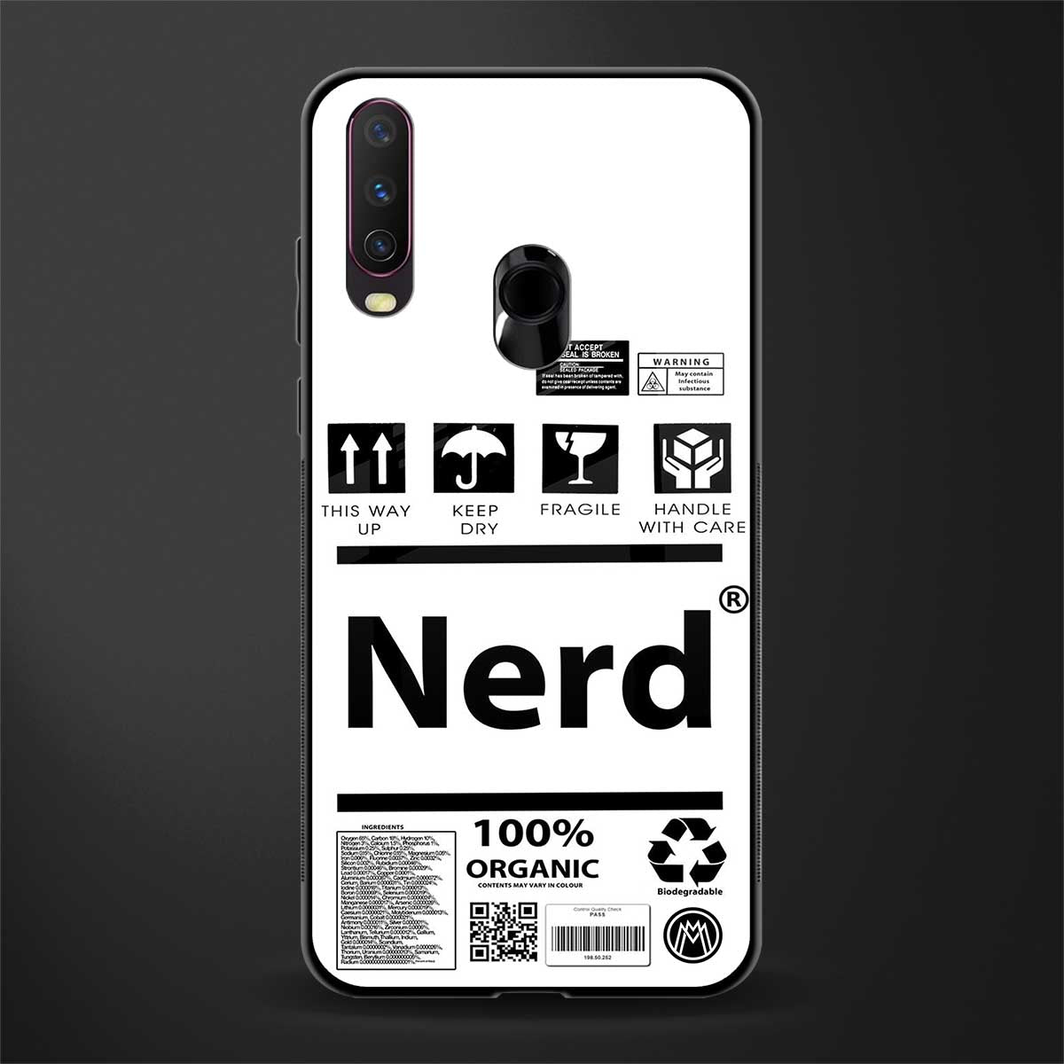 nerd white label glass case for vivo y12 image