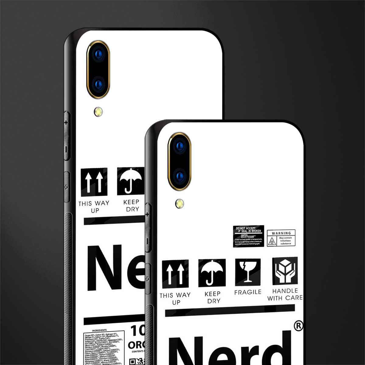nerd white label glass case for vivo v11 pro image-2
