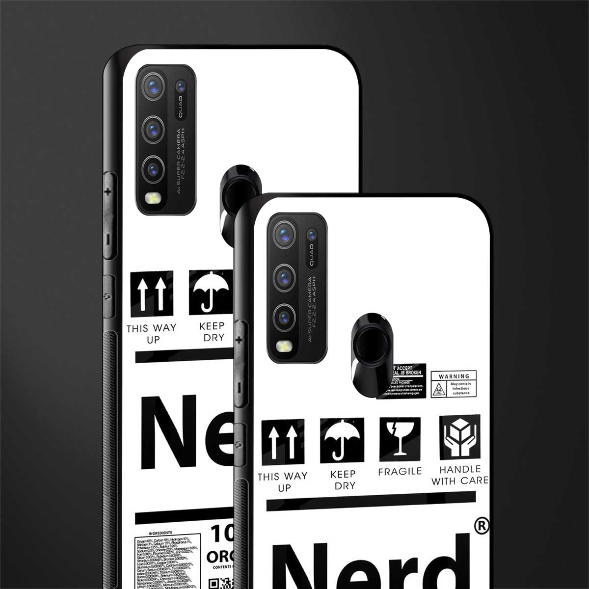 nerd white label glass case for vivo y50 image-2