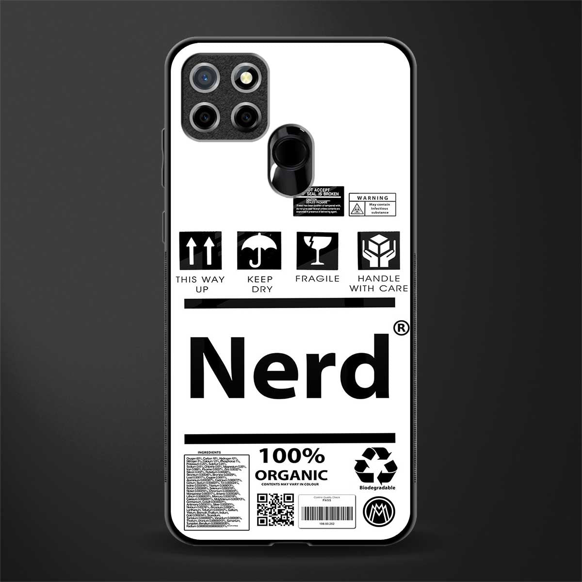 nerd white label glass case for realme narzo 20 image