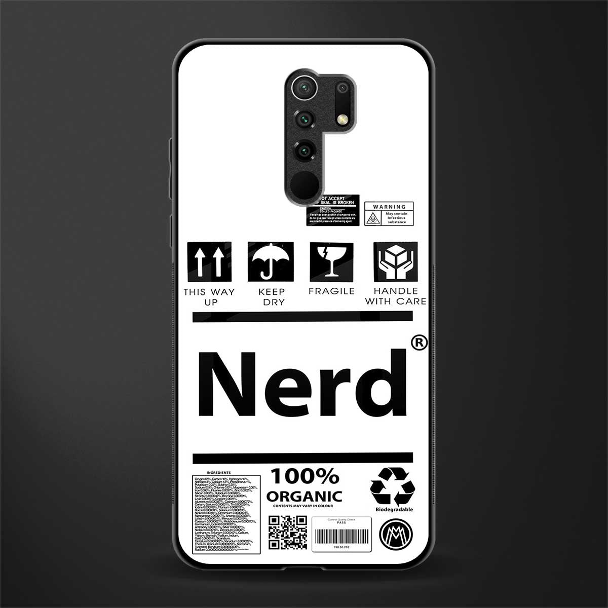 nerd white label glass case for poco m2 image