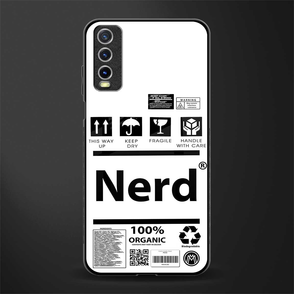 nerd white label glass case for vivo y20 image