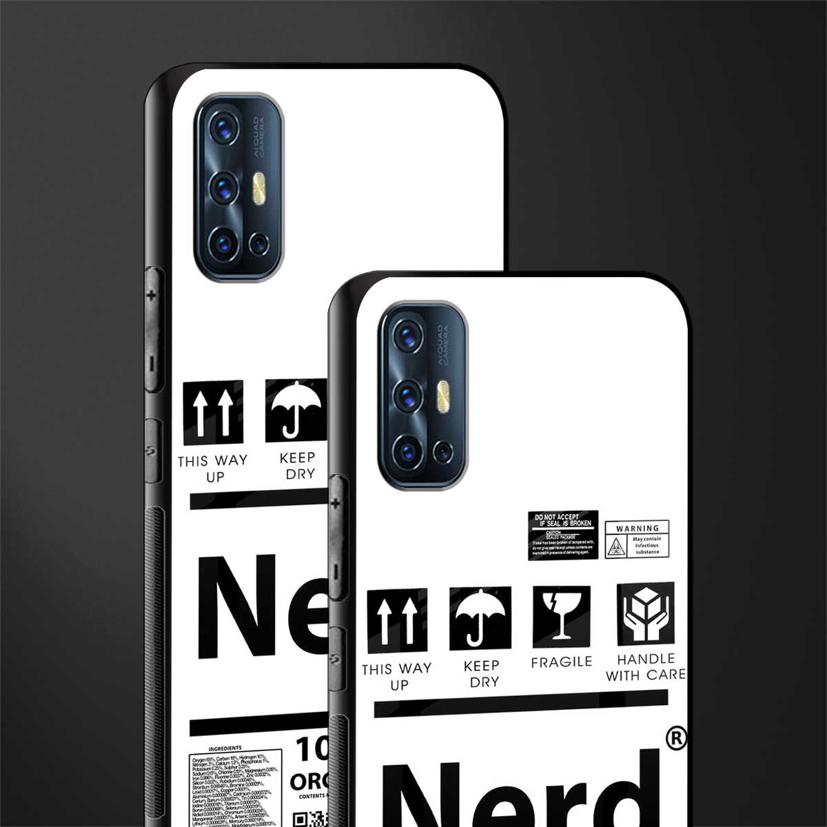 nerd white label glass case for vivo v17 image-2