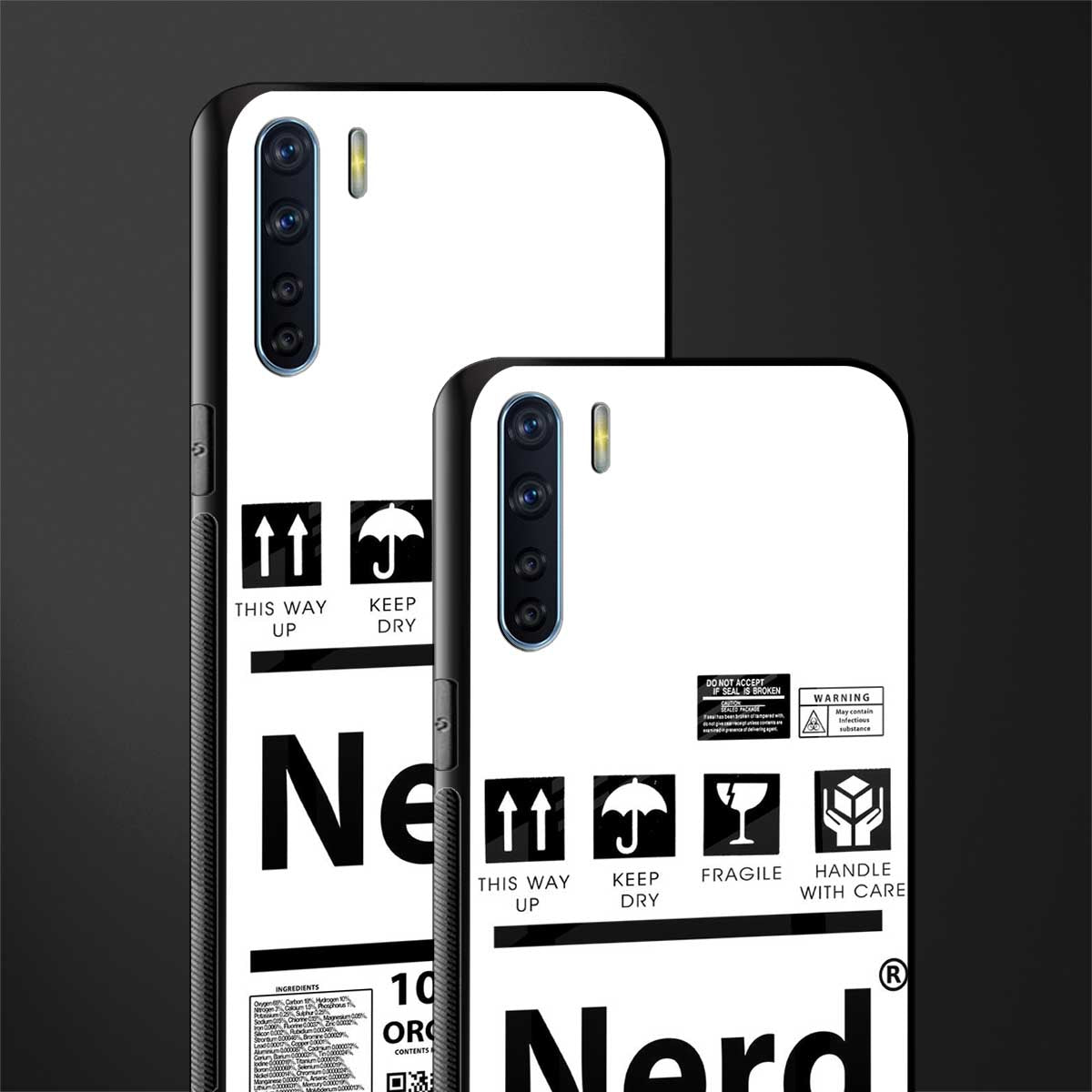 nerd white label glass case for oppo f15 image-2