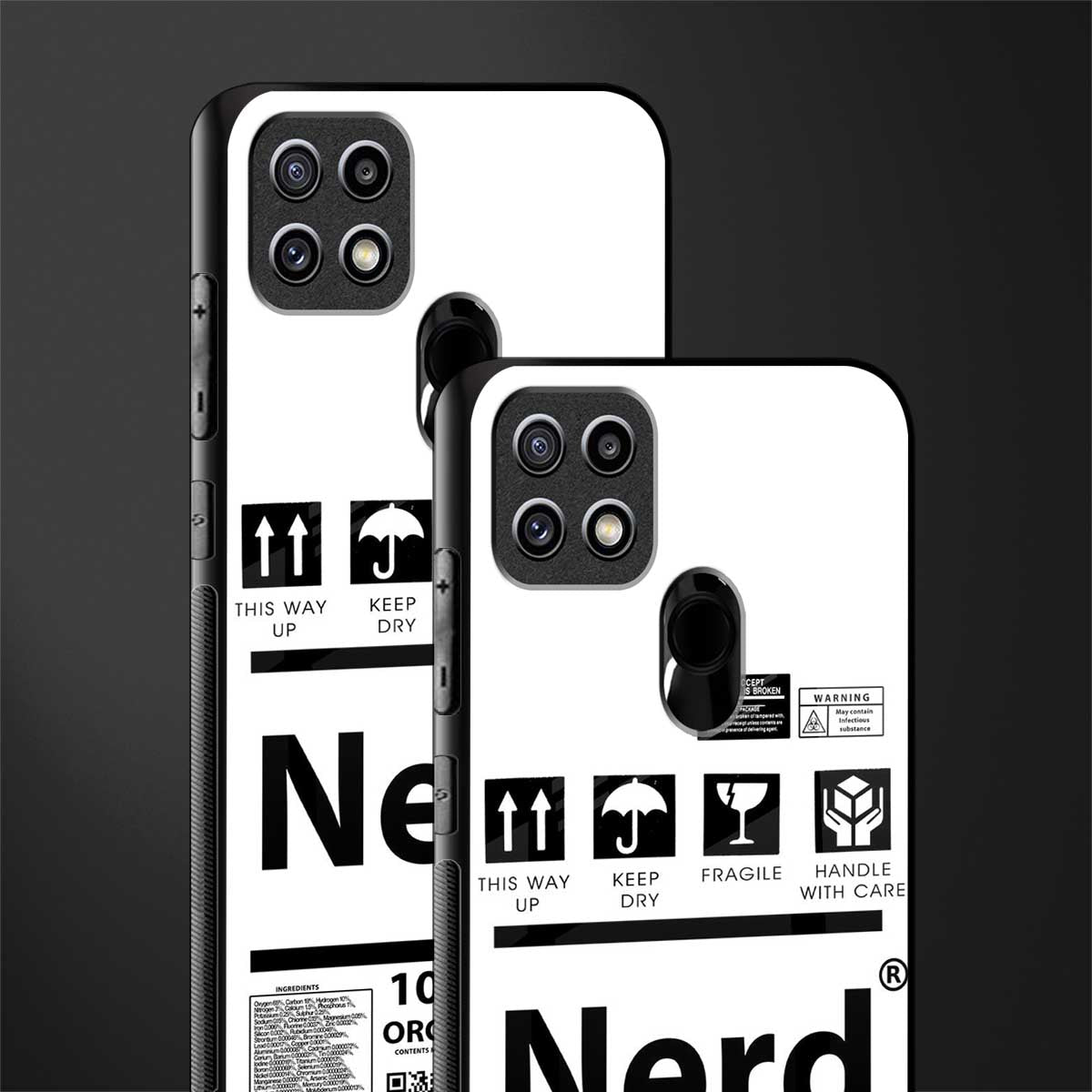 nerd white label glass case for oppo a15s image-2