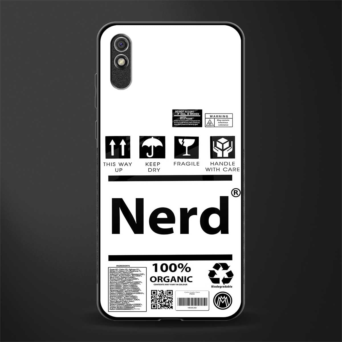 nerd white label glass case for redmi 9i image