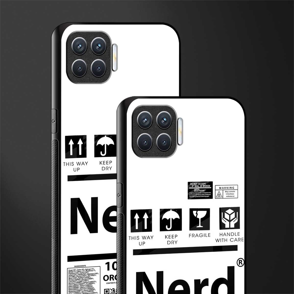 nerd white label glass case for oppo f17 pro image-2