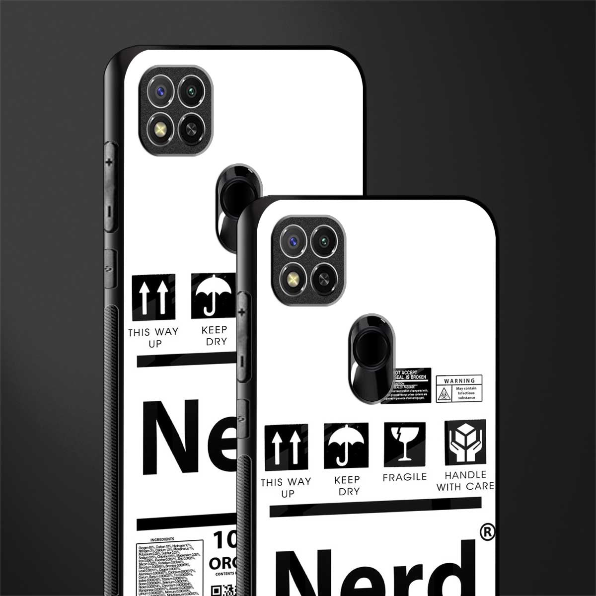 nerd white label glass case for redmi 9 image-2
