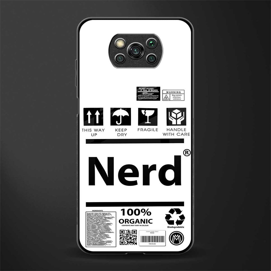 nerd white label glass case for poco x3 image