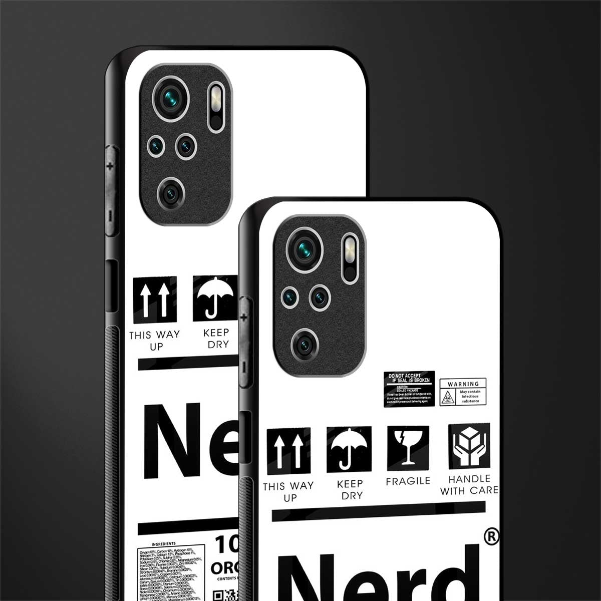 nerd white label glass case for redmi note 10 image-2