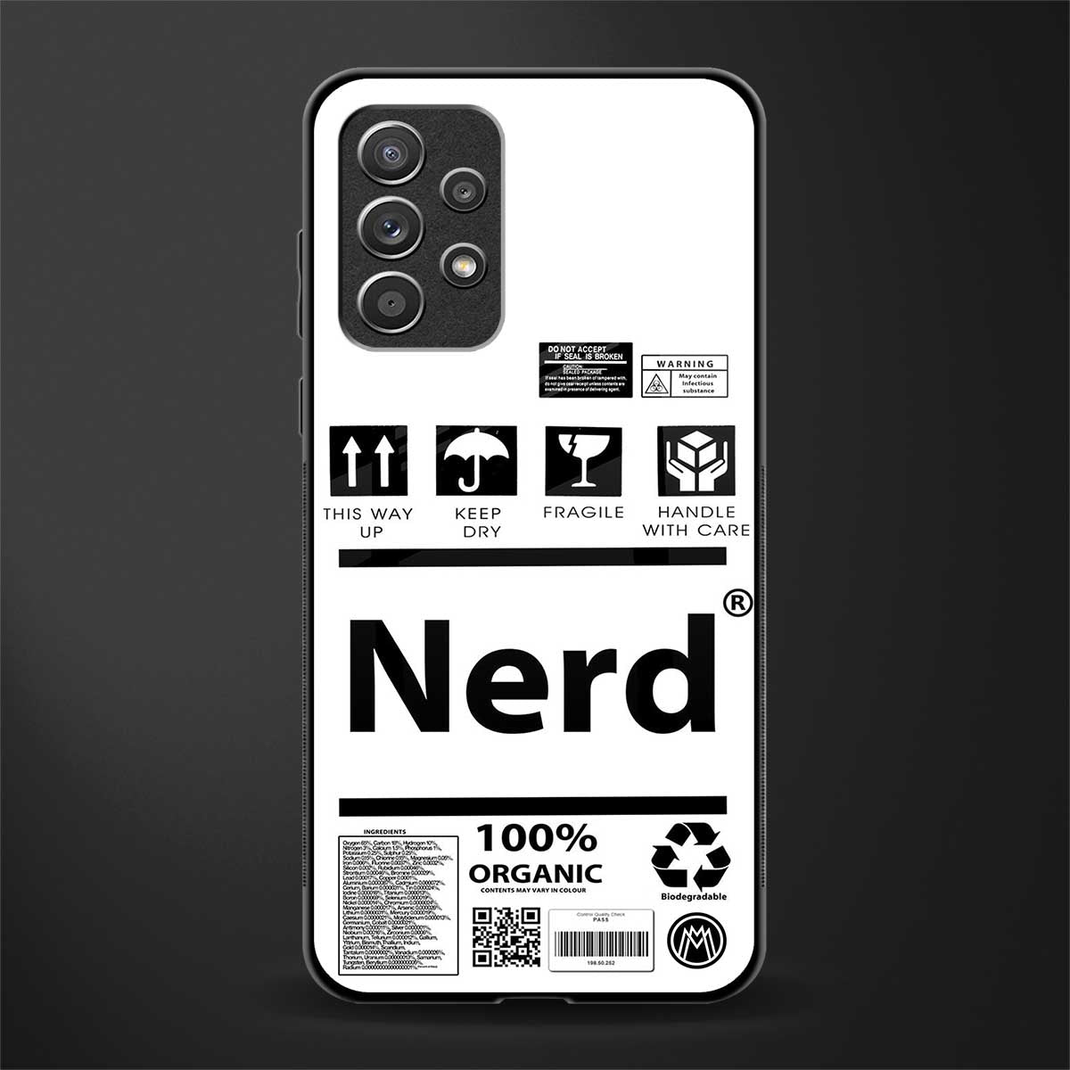 nerd white label glass case for samsung galaxy a52 image
