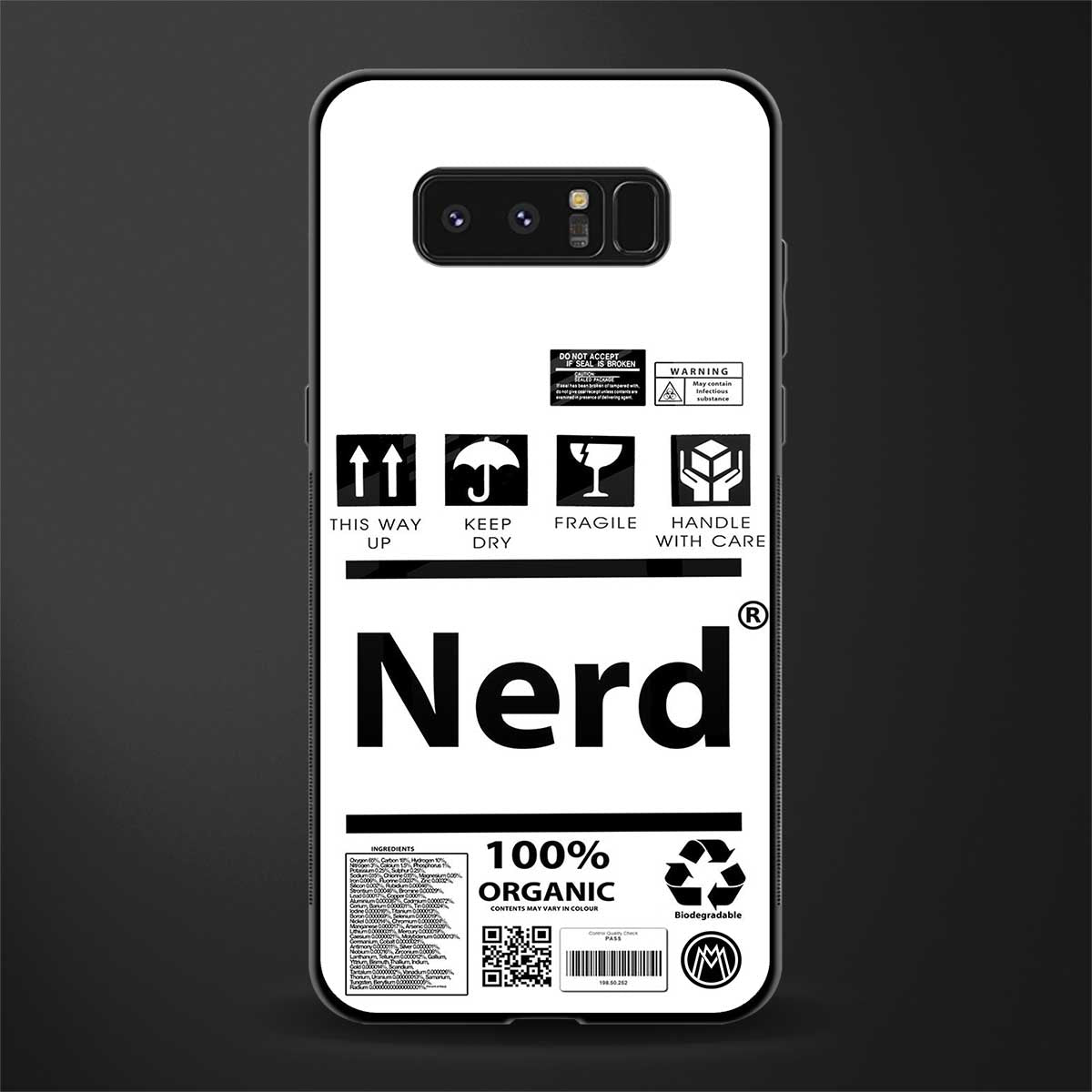 nerd white label glass case for samsung galaxy note 8 image