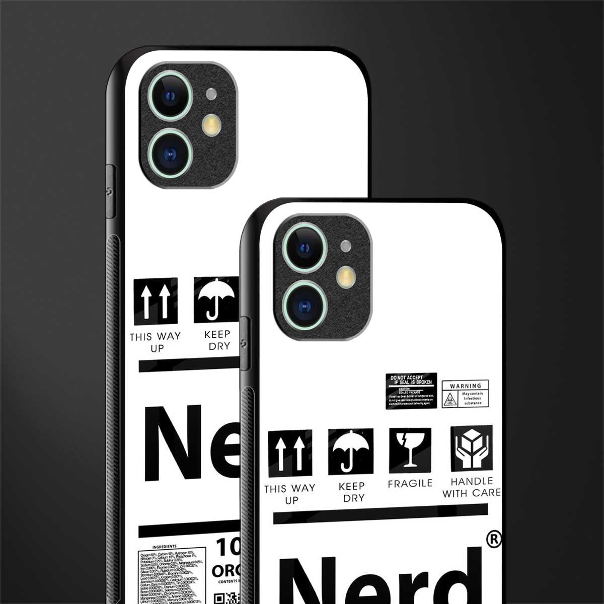 nerd white label glass case for iphone 11 image-2